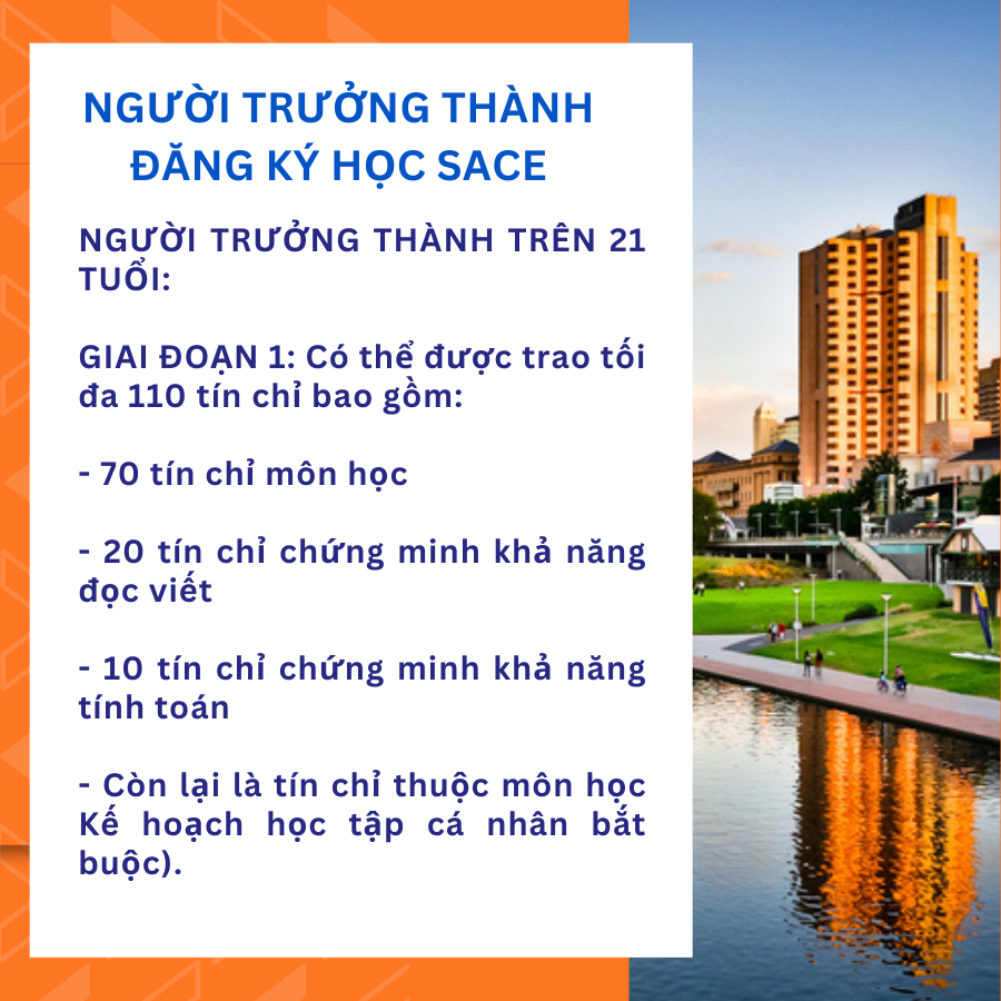 Người trưởng thành trên 21 tuổi học SACE