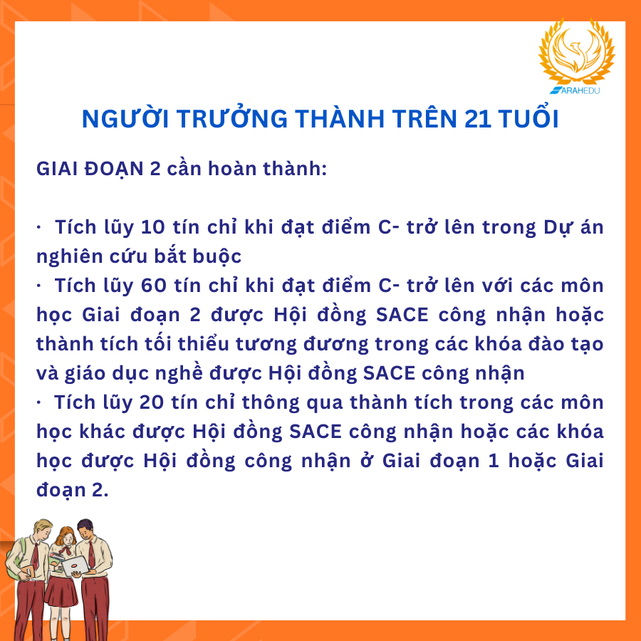 Yêu cầu với người trưởng thành học chương trình SACE